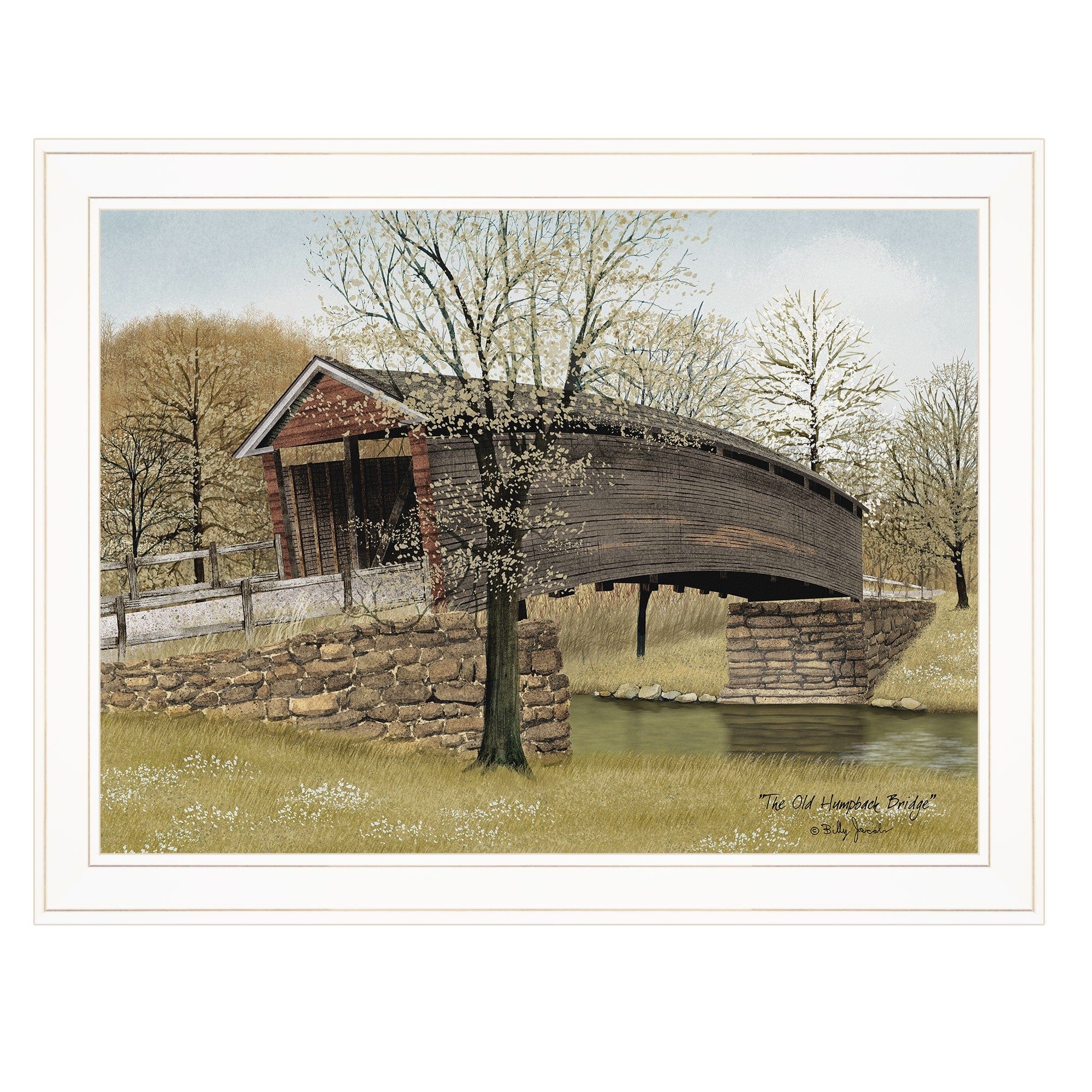 The Old Humpback Bridge 3 White Framed Print Wall Art - Homeroots