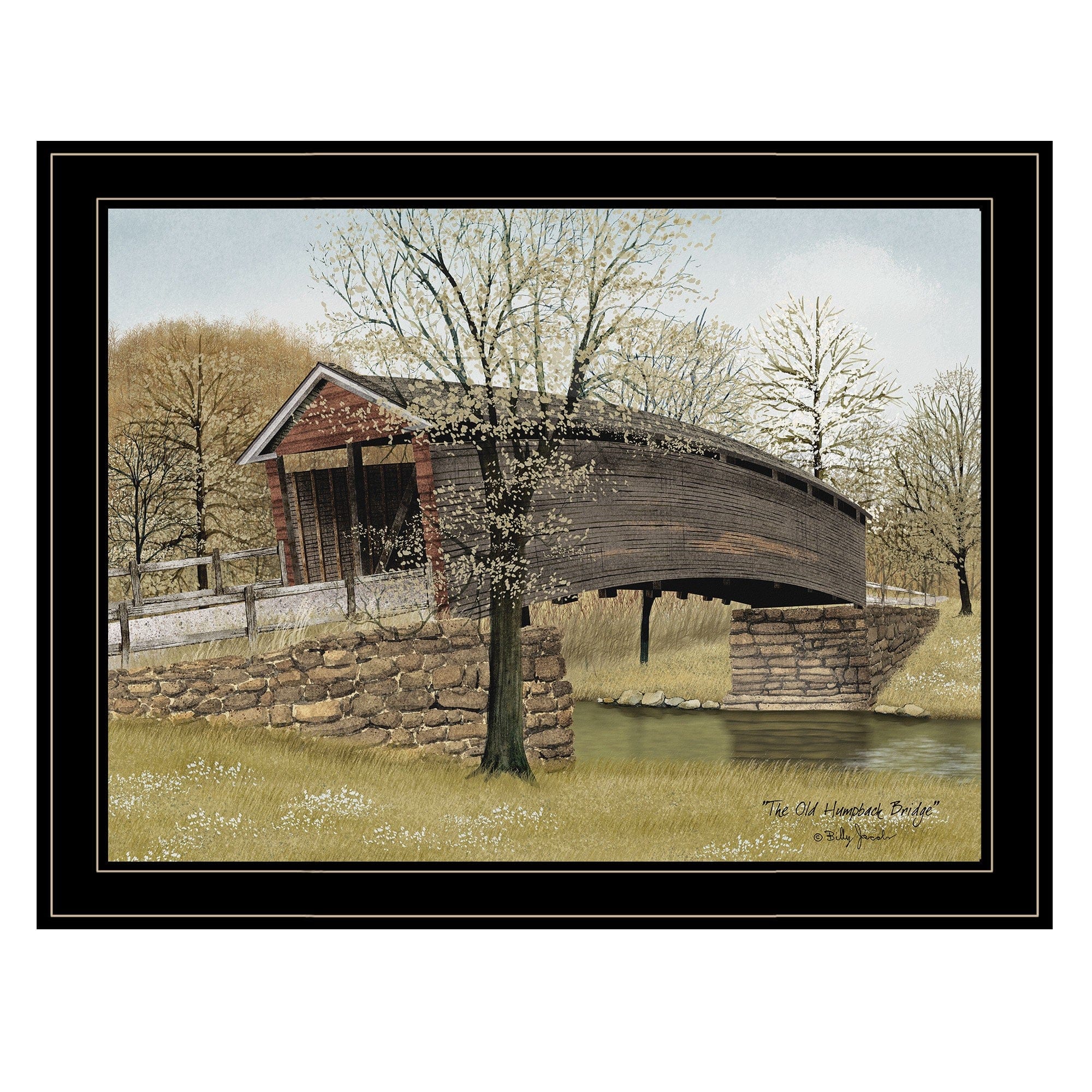 The Old Humpback Bridge 4 Black Framed Print Wall Art - Homeroots