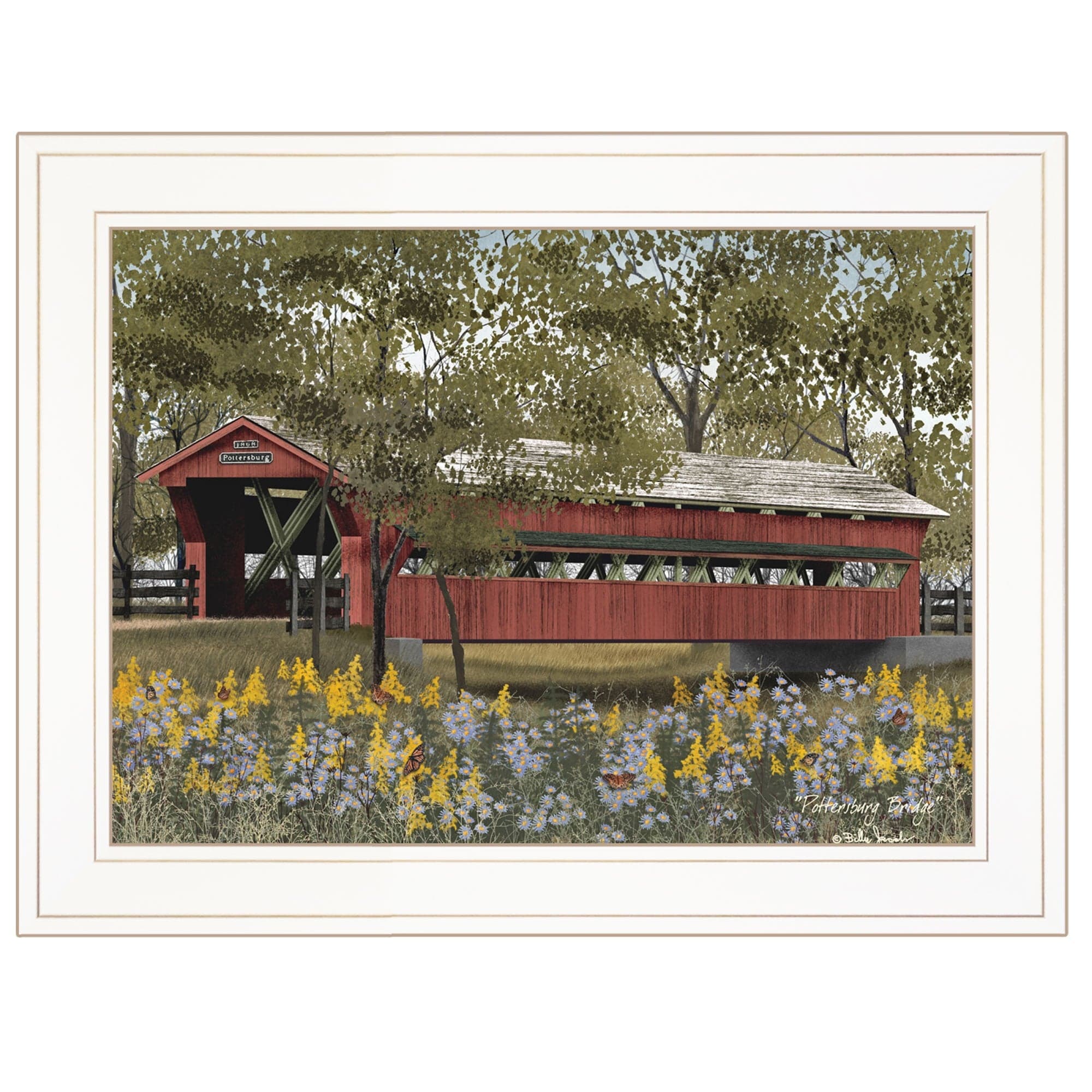 Pottersburg Bridge 1 White Framed Print Wall Art - Homeroots