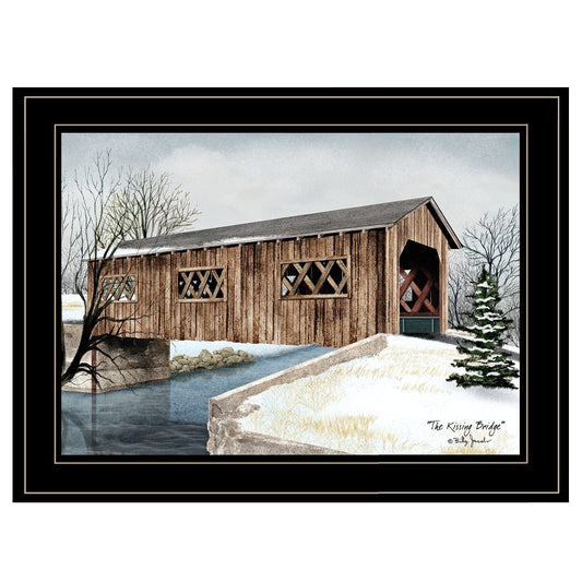 The Kissing Bridge 2 Black Framed Print Wall Art - Homeroots