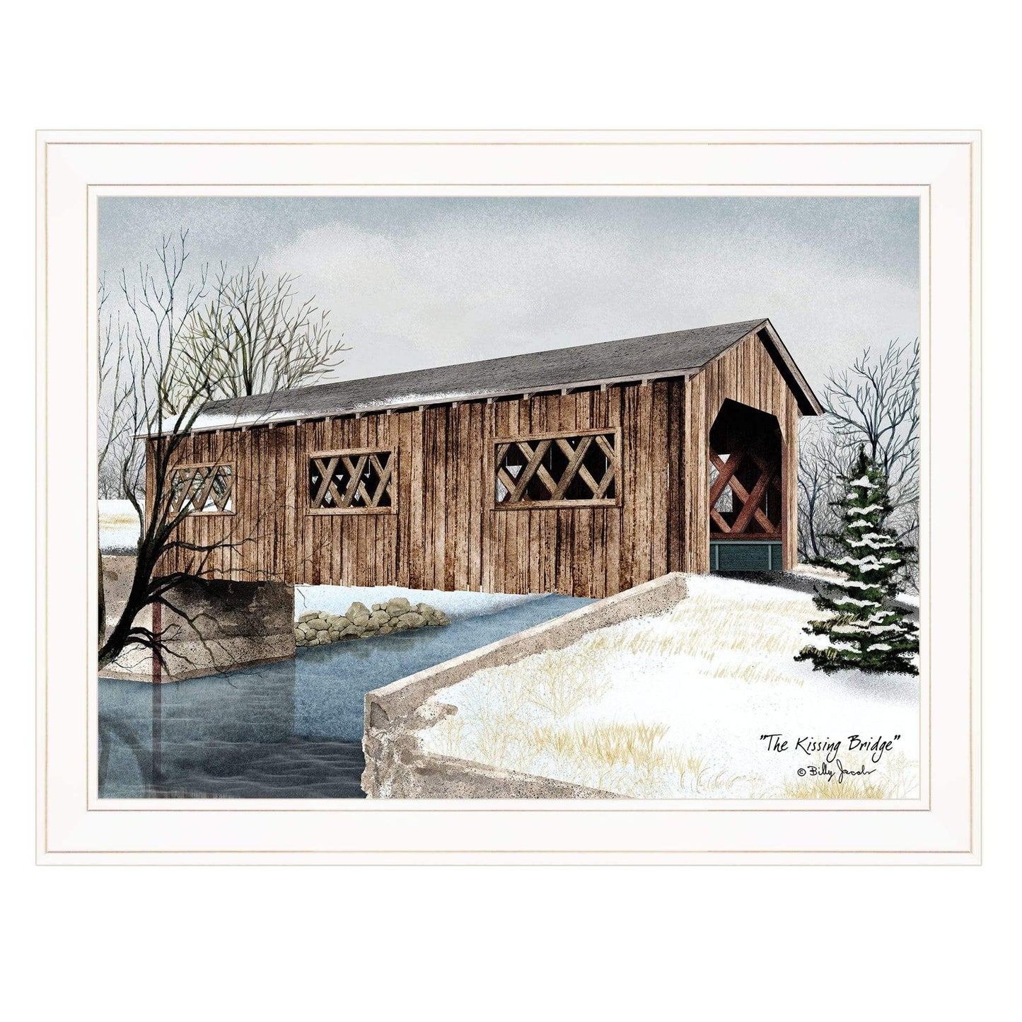 The Kissing Bridge 3 White Framed Print Wall Art - Homeroots - Flyclothing LLC