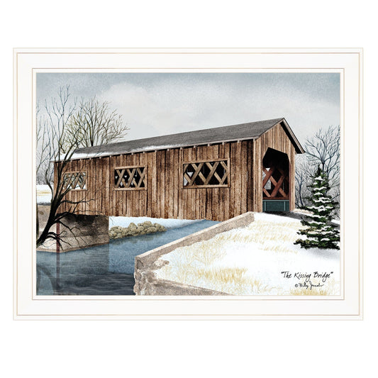 The Kissing Bridge 3 White Framed Print Wall Art - Homeroots