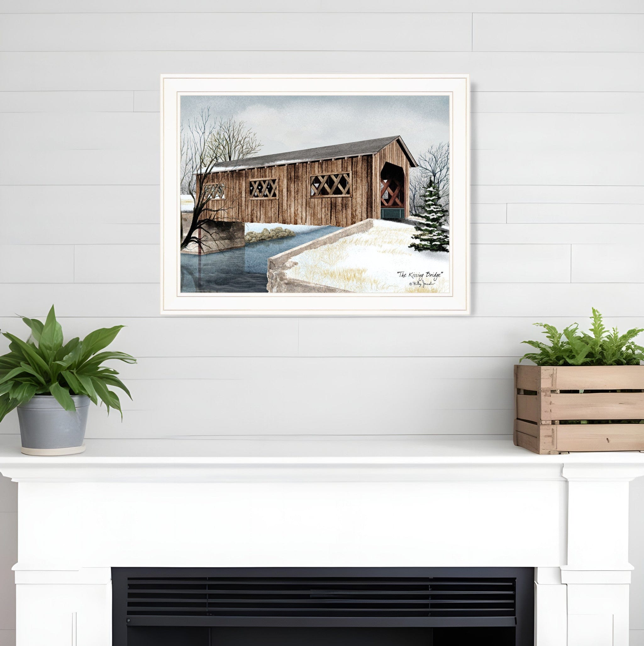 The Kissing Bridge 3 White Framed Print Wall Art - Homeroots