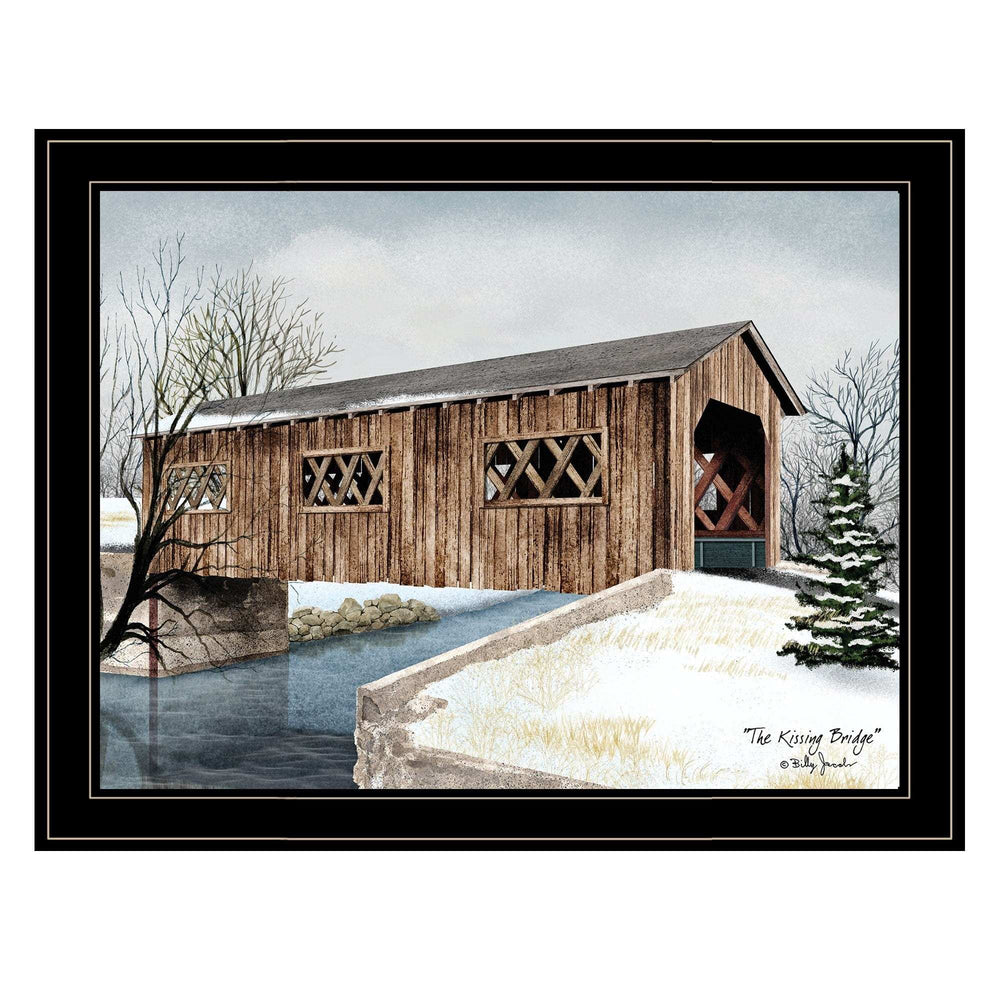 The Kissing Bridge 4 Black Framed Print Wall Art - Homeroots - Flyclothing LLC