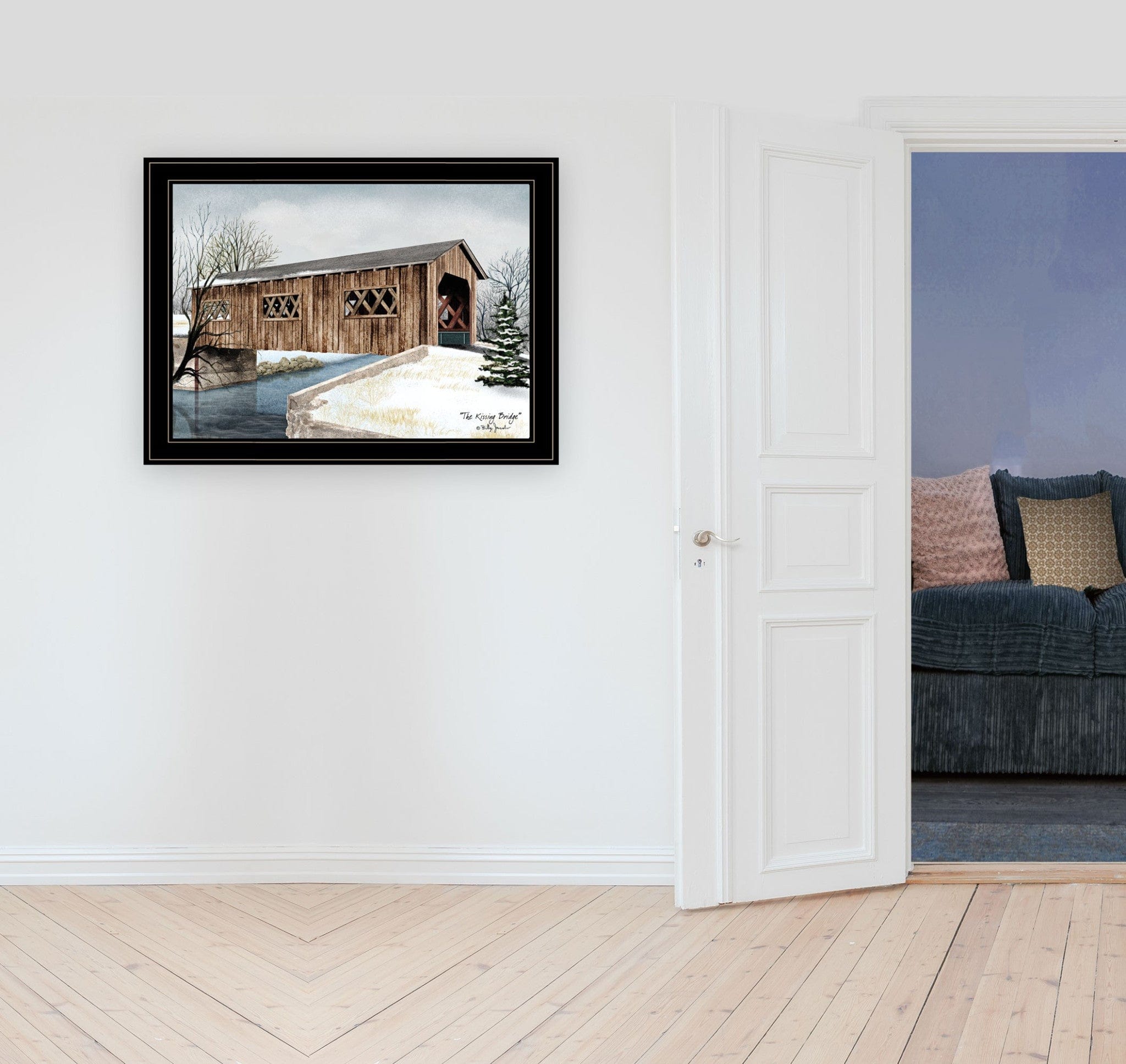 The Kissing Bridge 4 Black Framed Print Wall Art - Homeroots