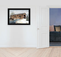 The Kissing Bridge 4 Black Framed Print Wall Art - Homeroots