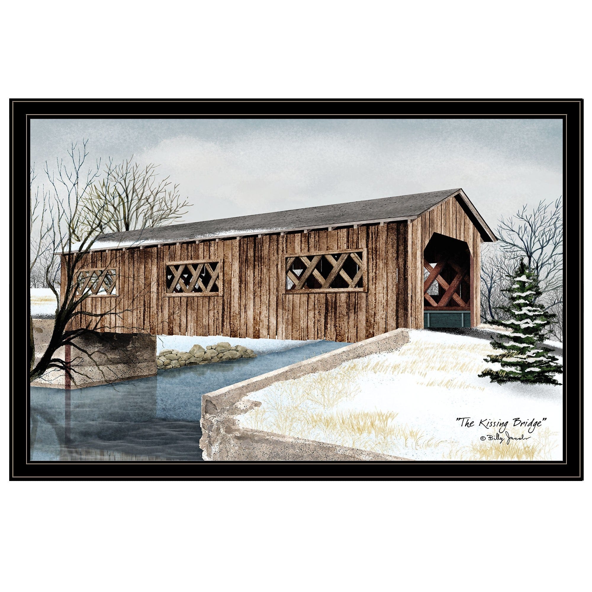 The Kissing Bridge 6 Black Framed Print Wall Art - Homeroots