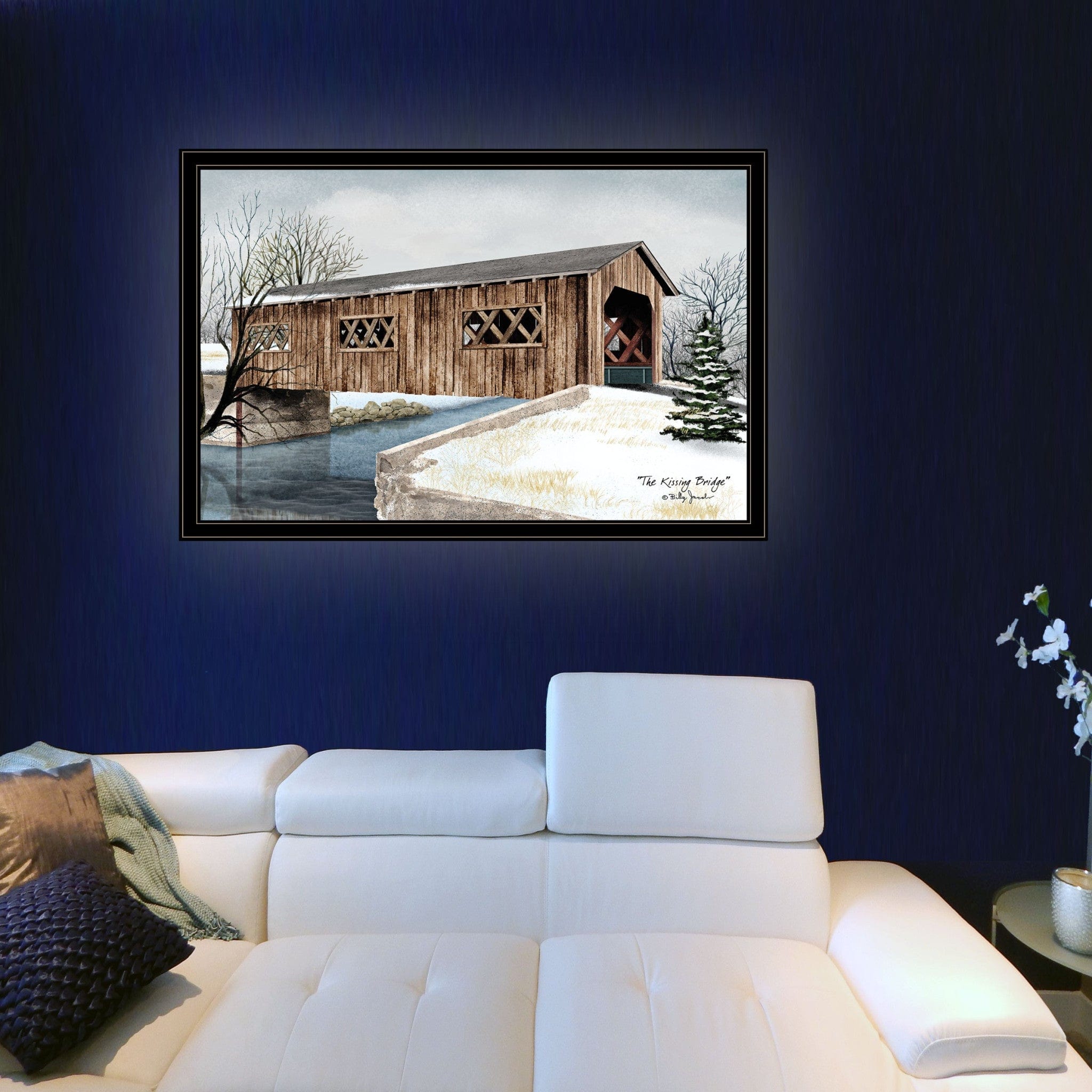 The Kissing Bridge 6 Black Framed Print Wall Art - Homeroots