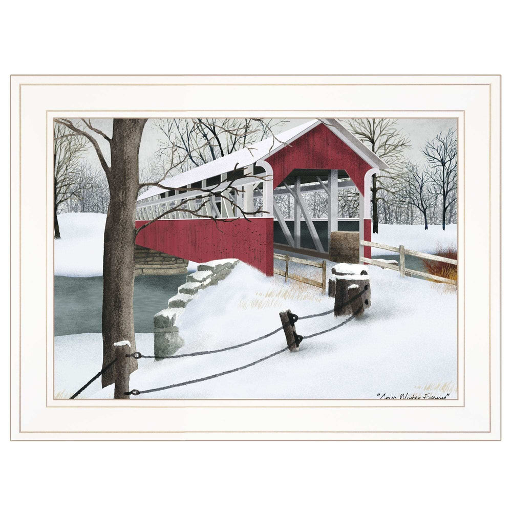Crisp Winter Evening 1 White Framed Print Wall Art - Homeroots - Flyclothing LLC