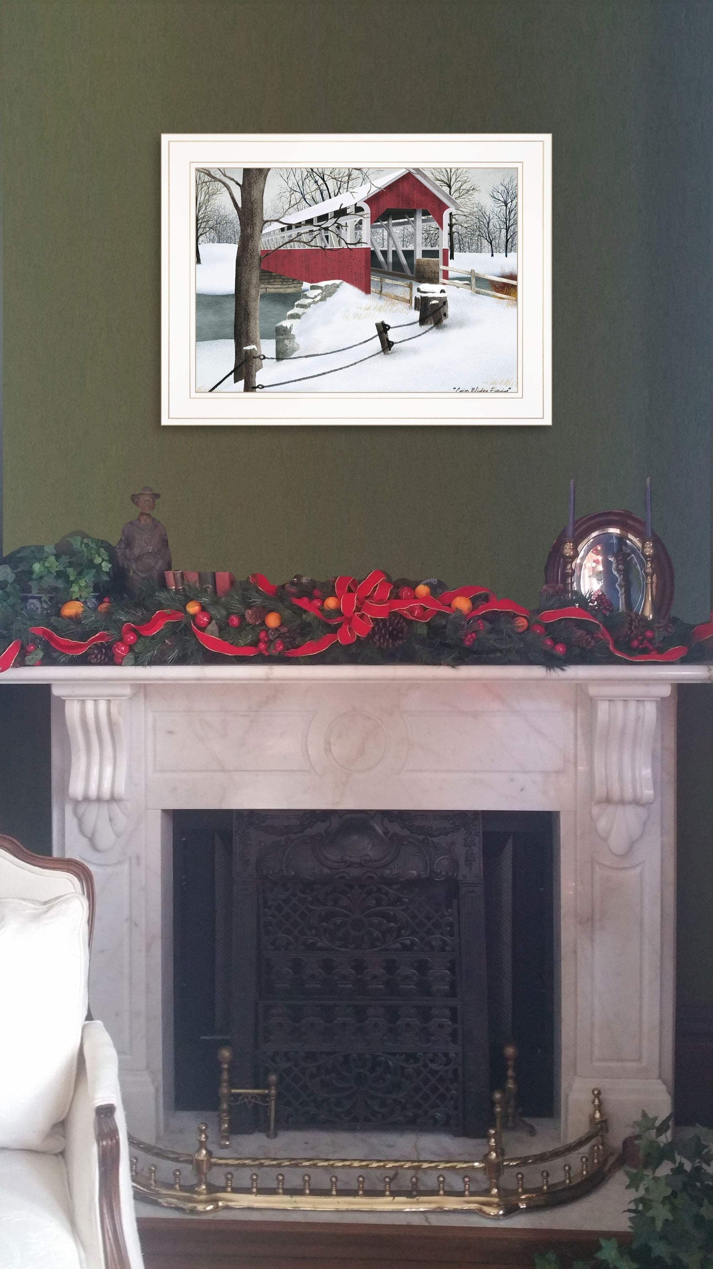 Crisp Winter Evening 1 White Framed Print Wall Art - Homeroots - Flyclothing LLC