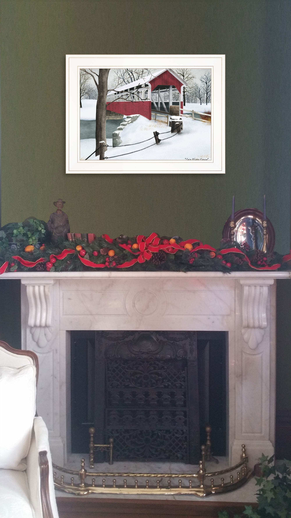 Crisp Winter Evening 1 White Framed Print Wall Art - Homeroots - Flyclothing LLC