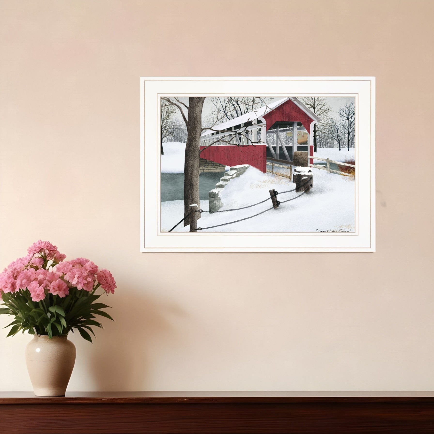 Crisp Winter Evening 1 White Framed Print Wall Art - Homeroots