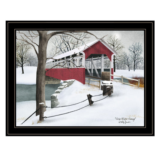 Crisp Winter Evening 4 Black Framed Print Wall Art - Homeroots