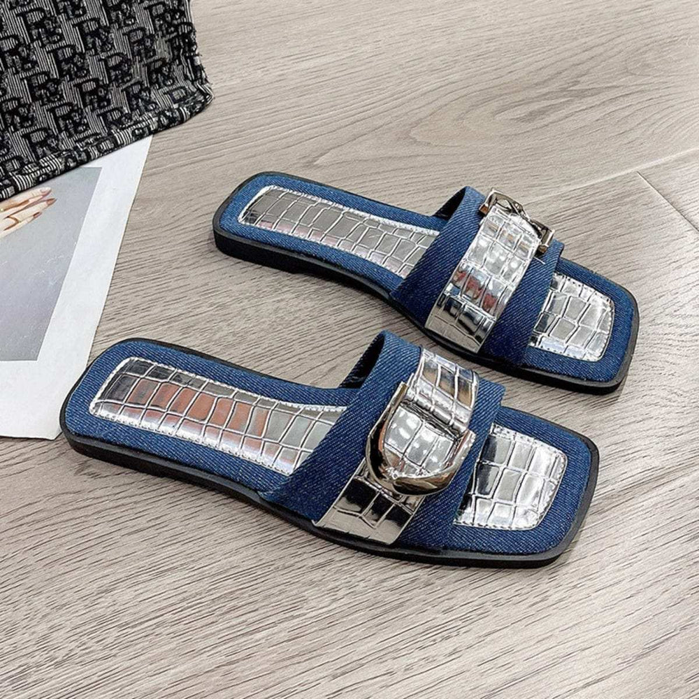 Buckle Trim Open Toe Sandals - Trendsi - Flyclothing LLC