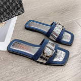 Buckle Trim Open Toe Sandals - Trendsi - Flyclothing LLC