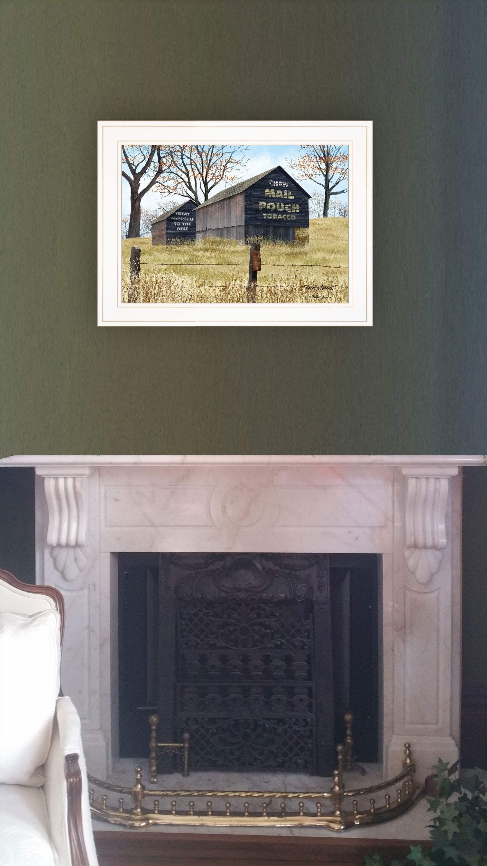 Treat Yourself Mail Pouch Barn 1 White Framed Print Wall Art - Homeroots - Flyclothing LLC