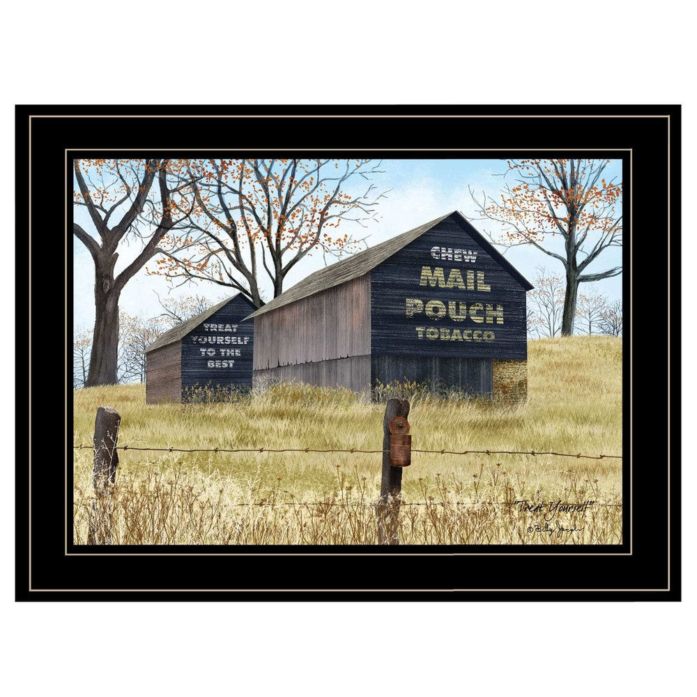 Treat Yourself Mail Pouch Barn 2 Black Framed Print Wall Art - Homeroots - Flyclothing LLC