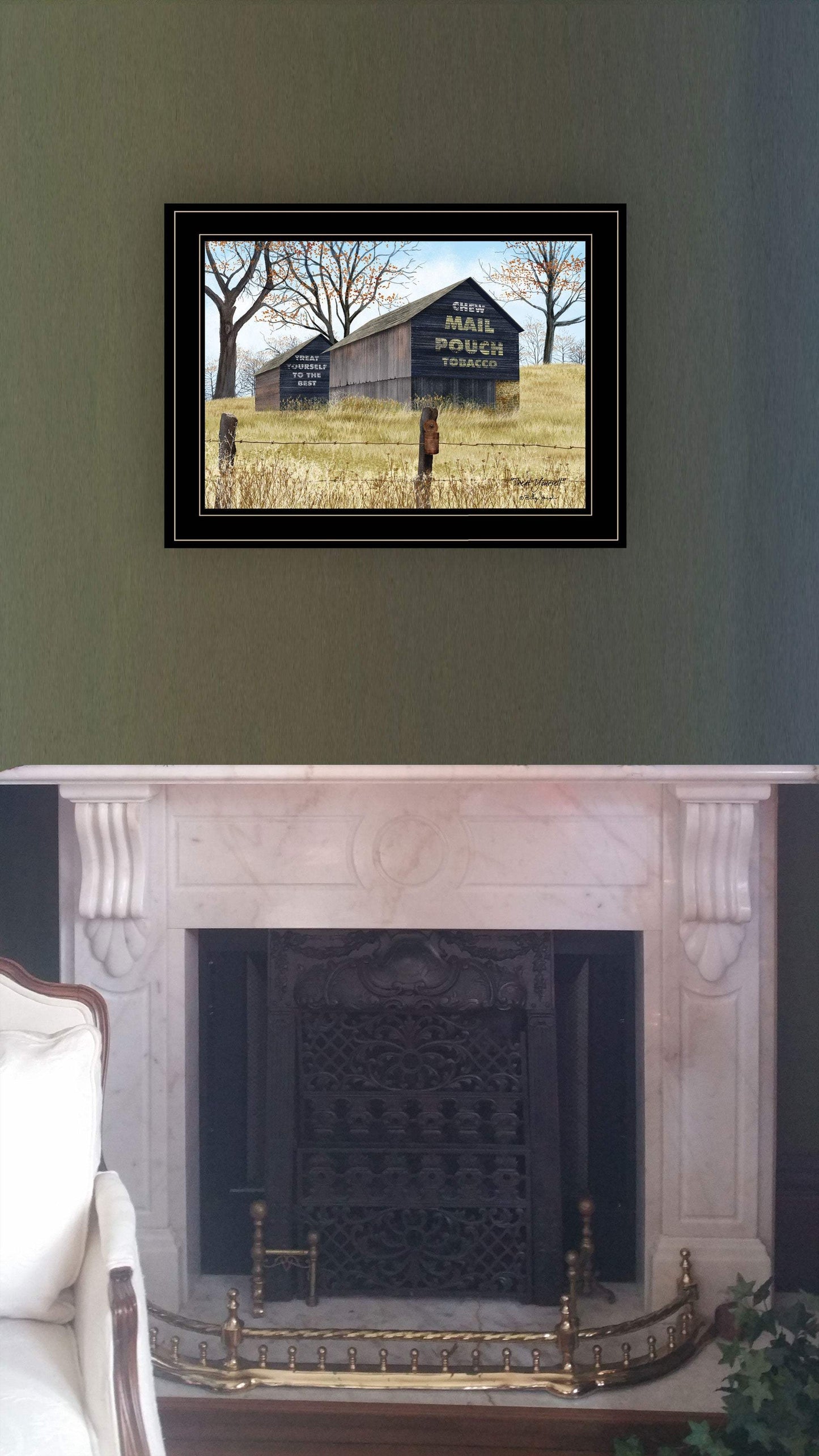 Treat Yourself Mail Pouch Barn 2 Black Framed Print Wall Art - Homeroots - Flyclothing LLC