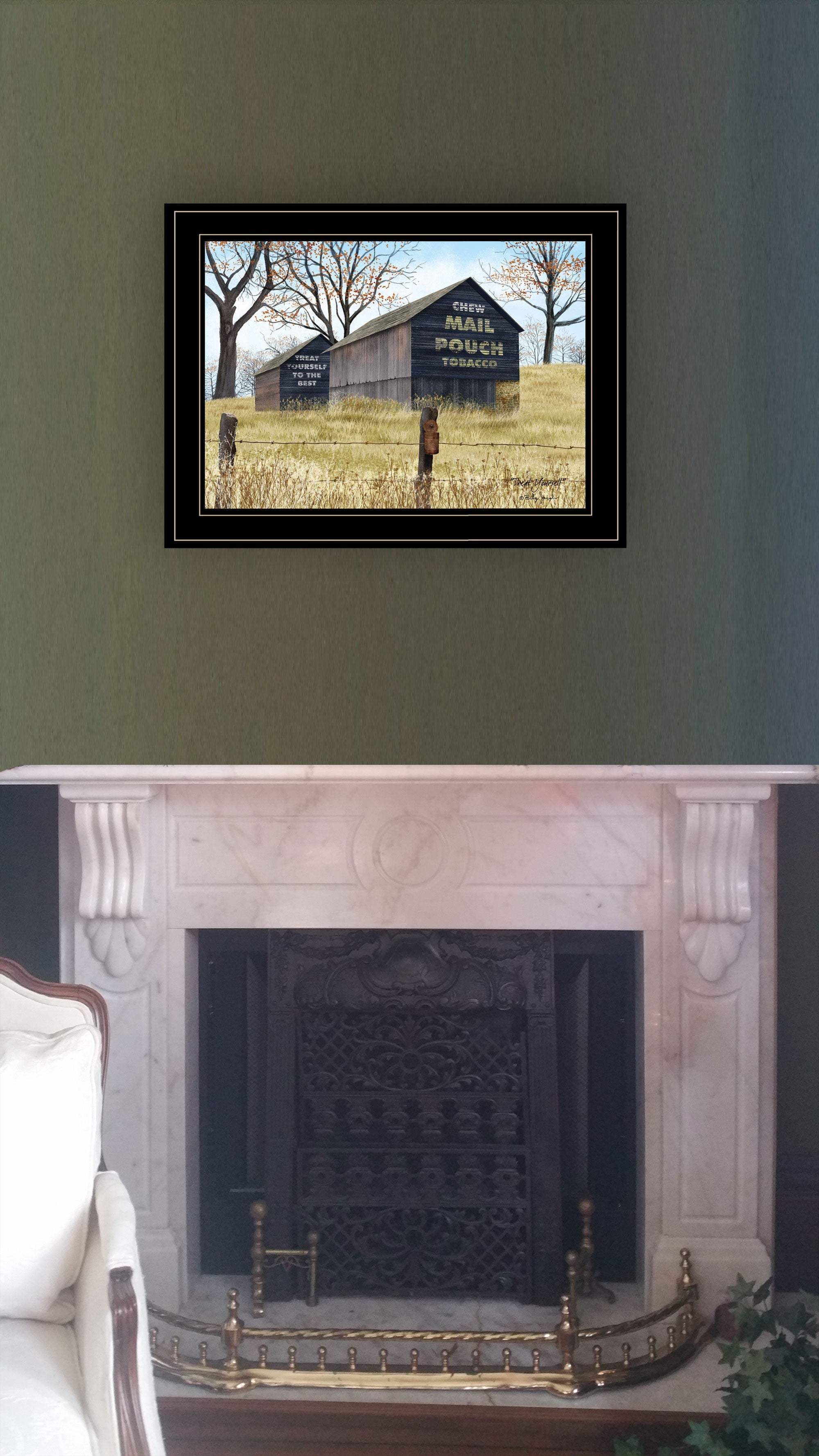 Treat Yourself Mail Pouch Barn 2 Black Framed Print Wall Art - Homeroots - Flyclothing LLC