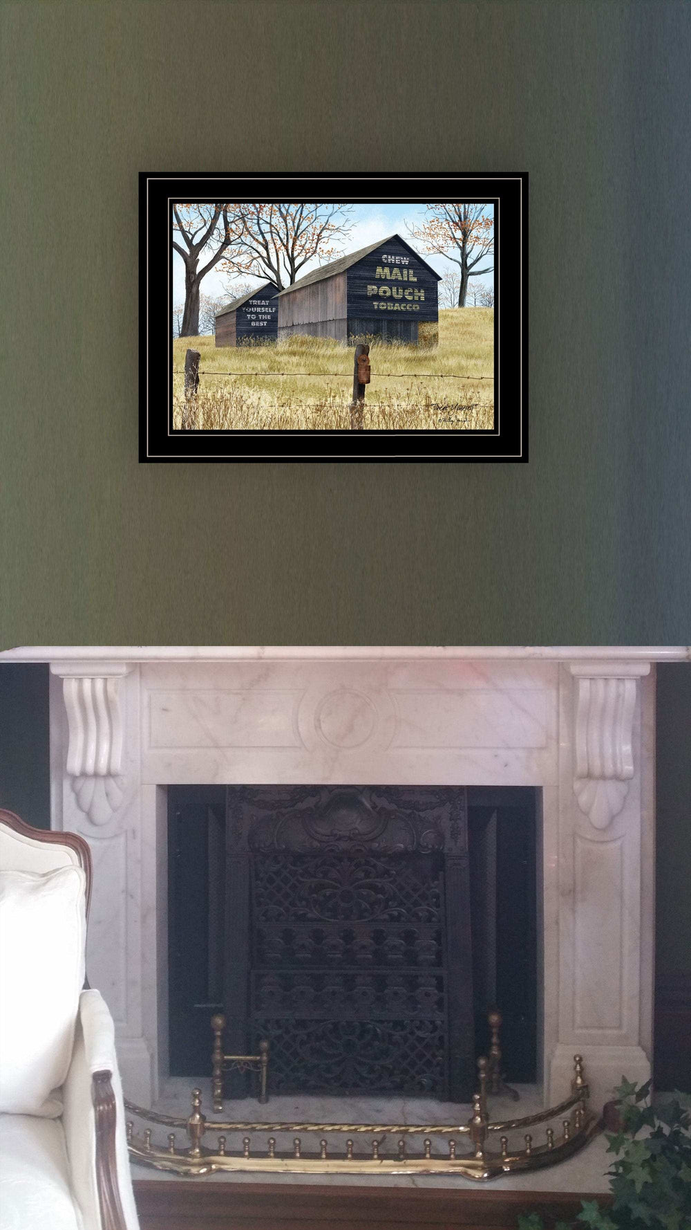 Treat Yourself Mail Pouch Barn 2 Black Framed Print Wall Art - Homeroots - Flyclothing LLC