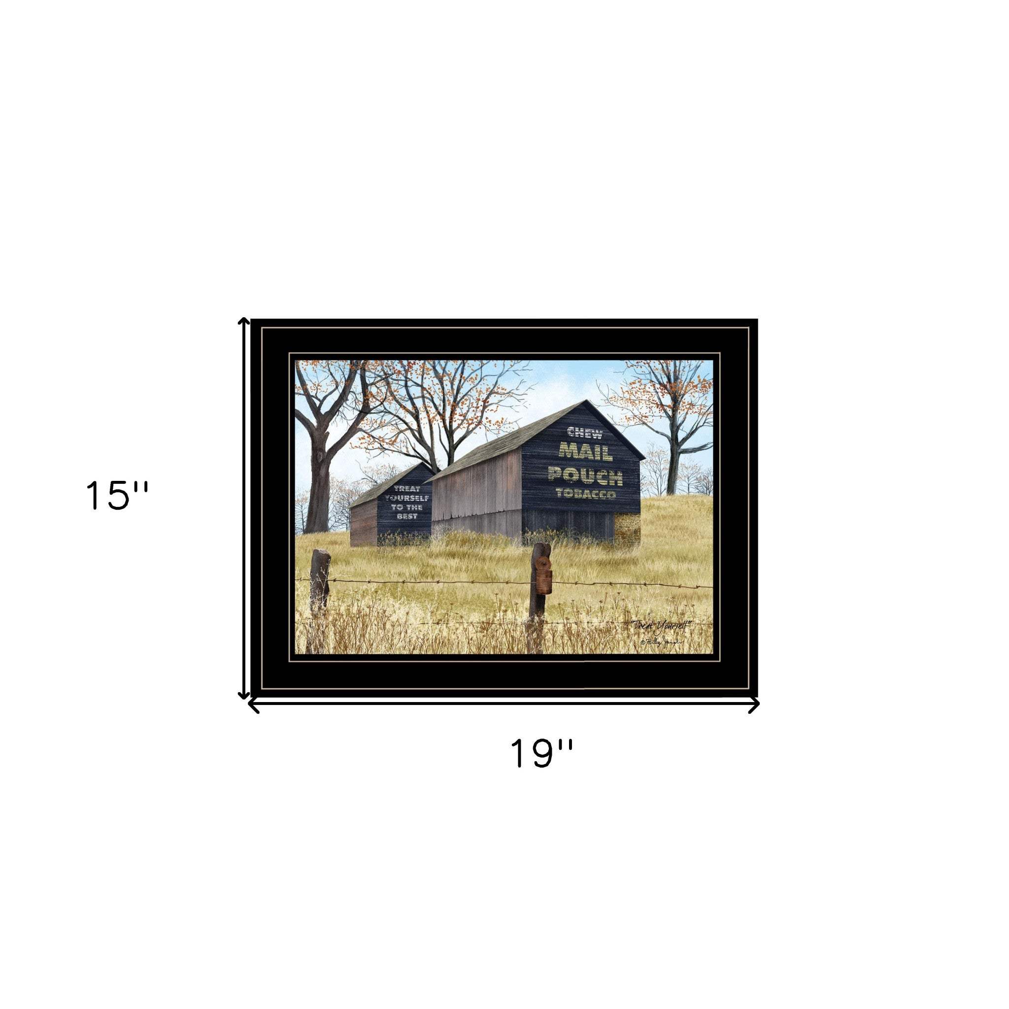 Treat Yourself Mail Pouch Barn 2 Black Framed Print Wall Art - Homeroots - Flyclothing LLC