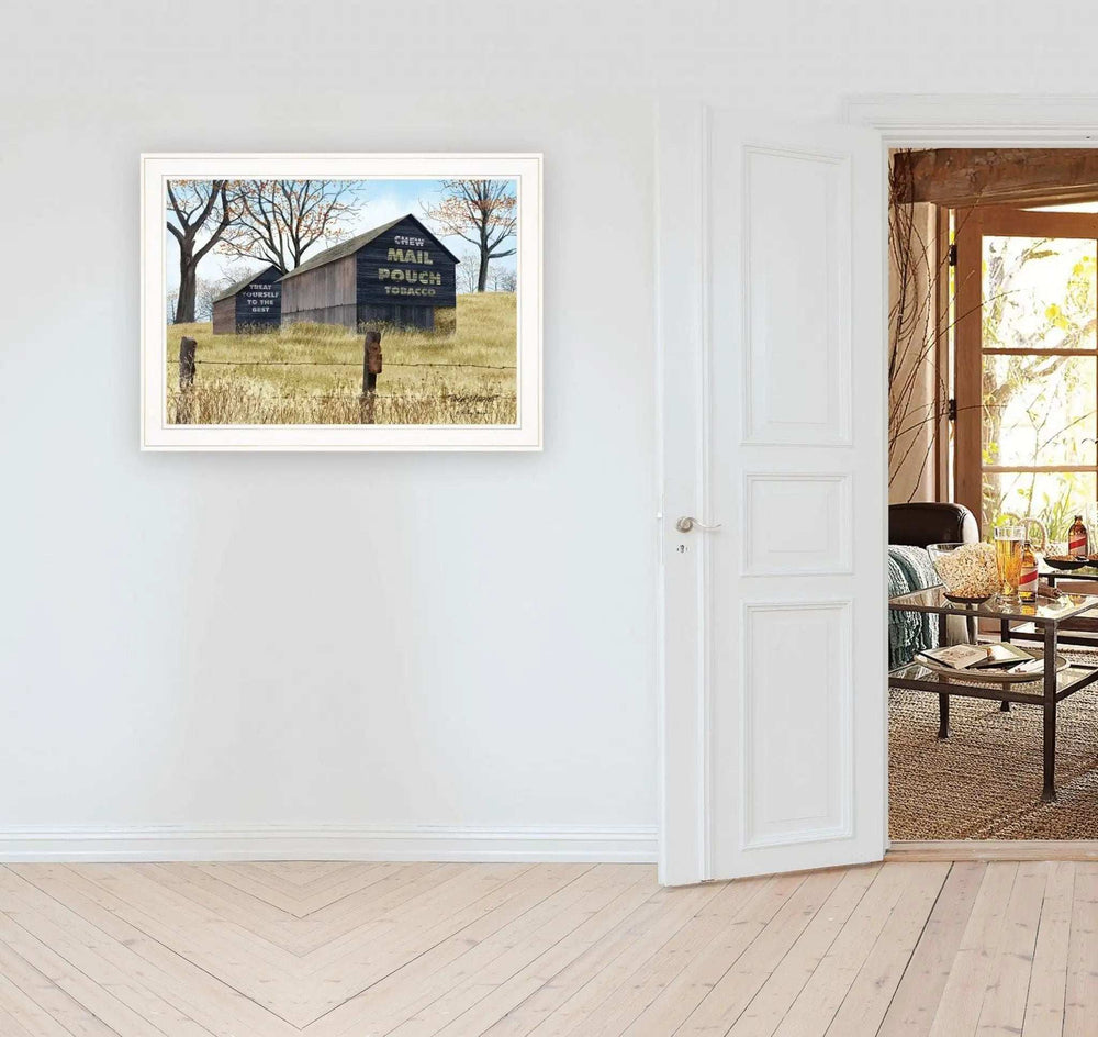 Treat Yourself Mail Pouch Barn 3 White Framed Print Wall Art - Homeroots - Flyclothing LLC