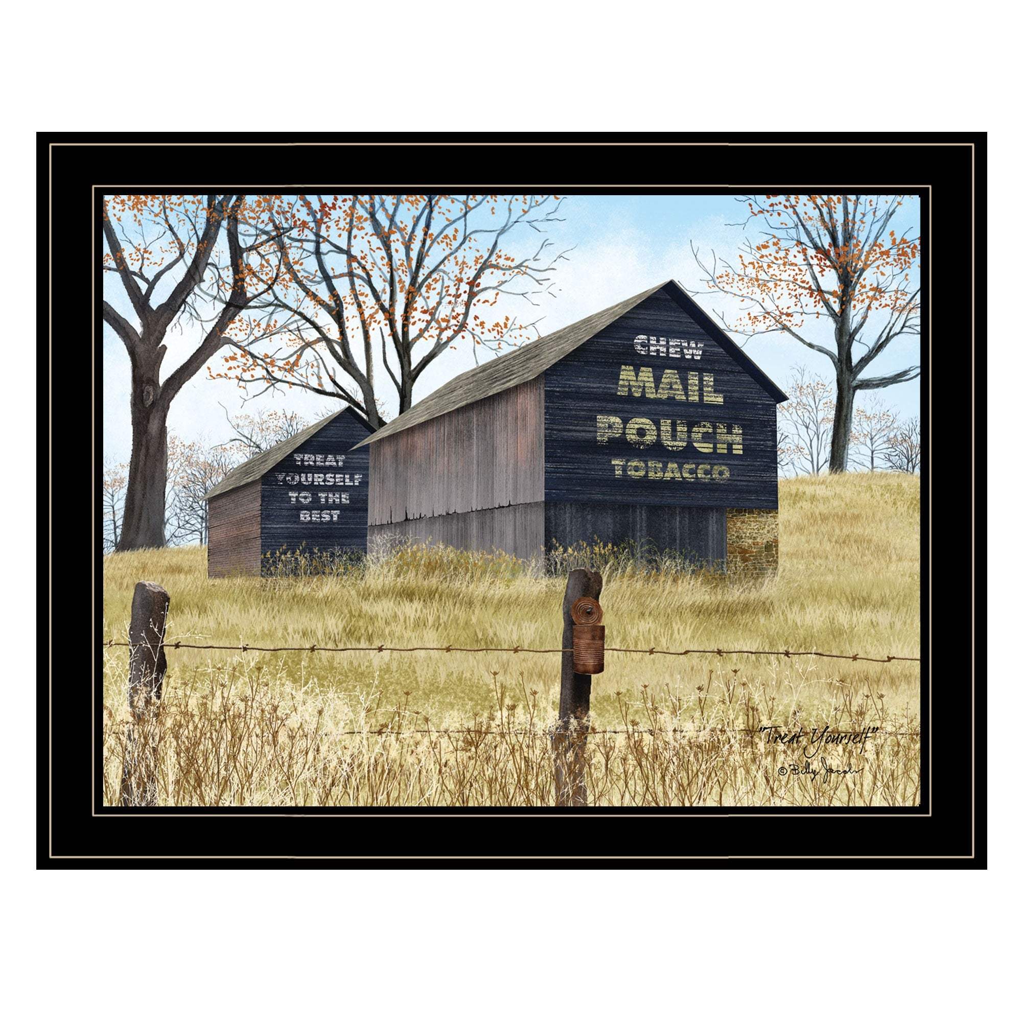 Treat Yourself Mail Pouch Barn 4 Black Framed Print Wall Art - Homeroots - Flyclothing LLC