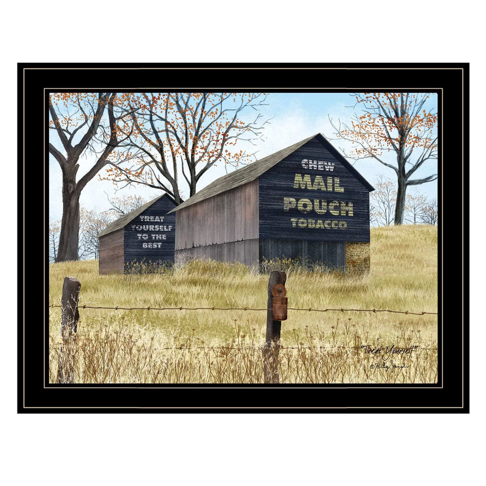 Treat Yourself Mail Pouch Barn 4 Black Framed Print Wall Art - Homeroots - Flyclothing LLC