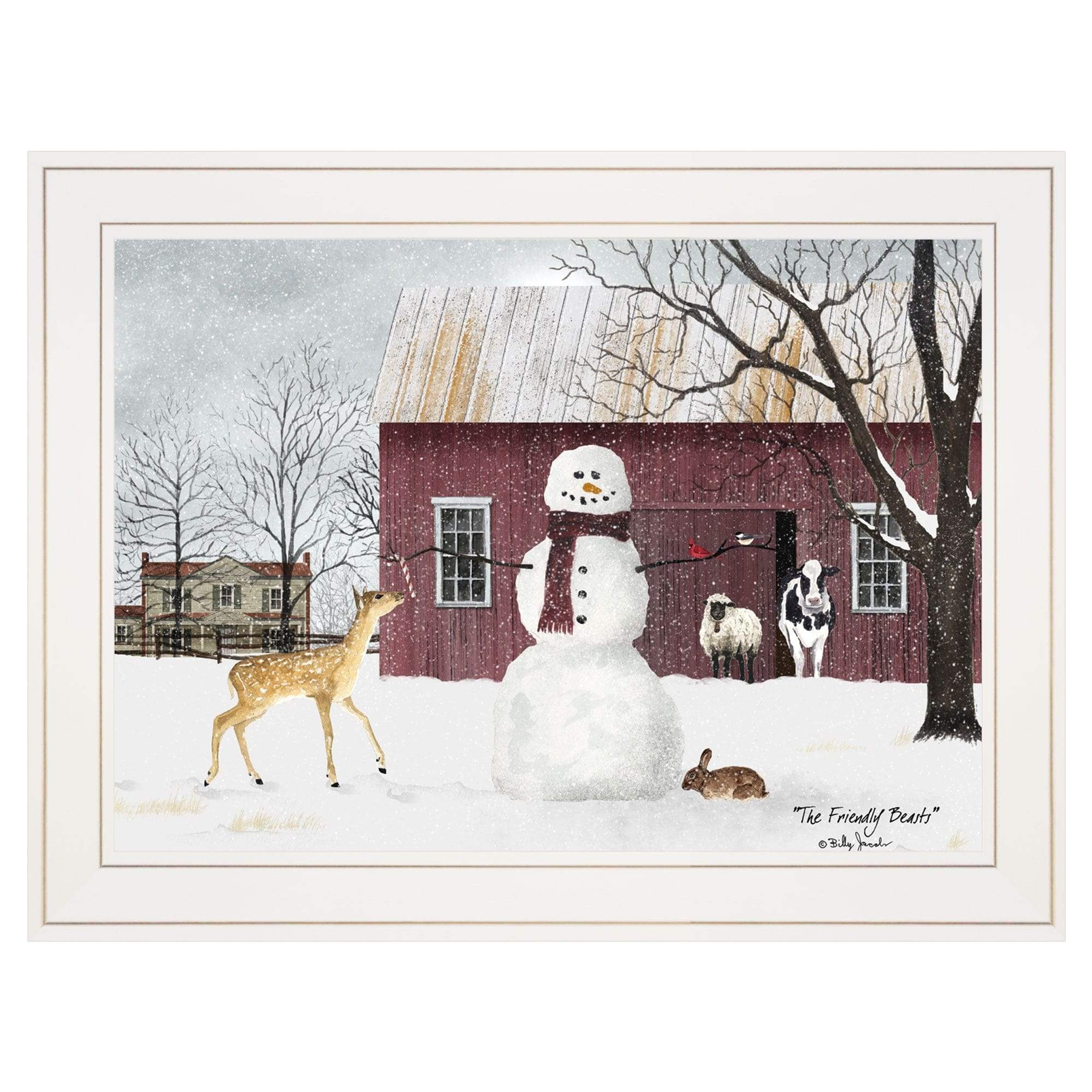 The Friendly Beasts 2 White Framed Print Wall Art - Homeroots - Flyclothing LLC