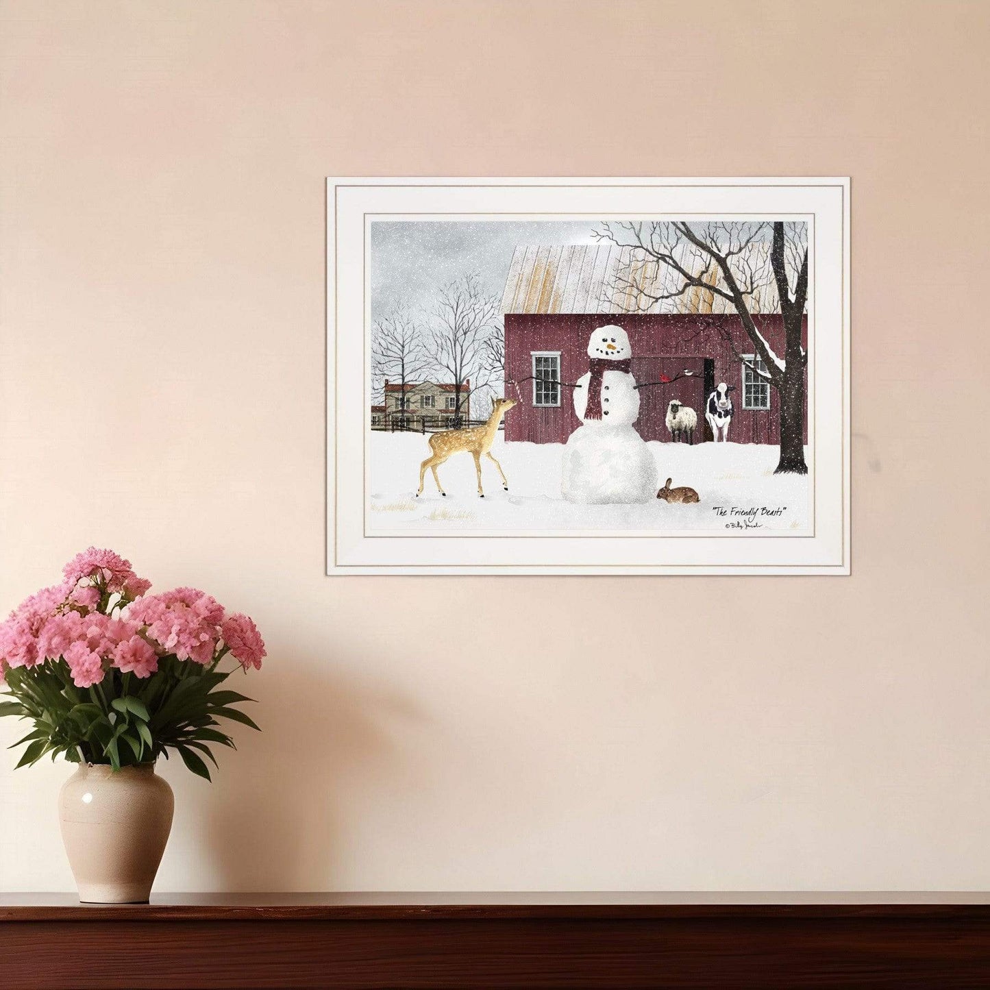 The Friendly Beasts 2 White Framed Print Wall Art - Homeroots - Flyclothing LLC