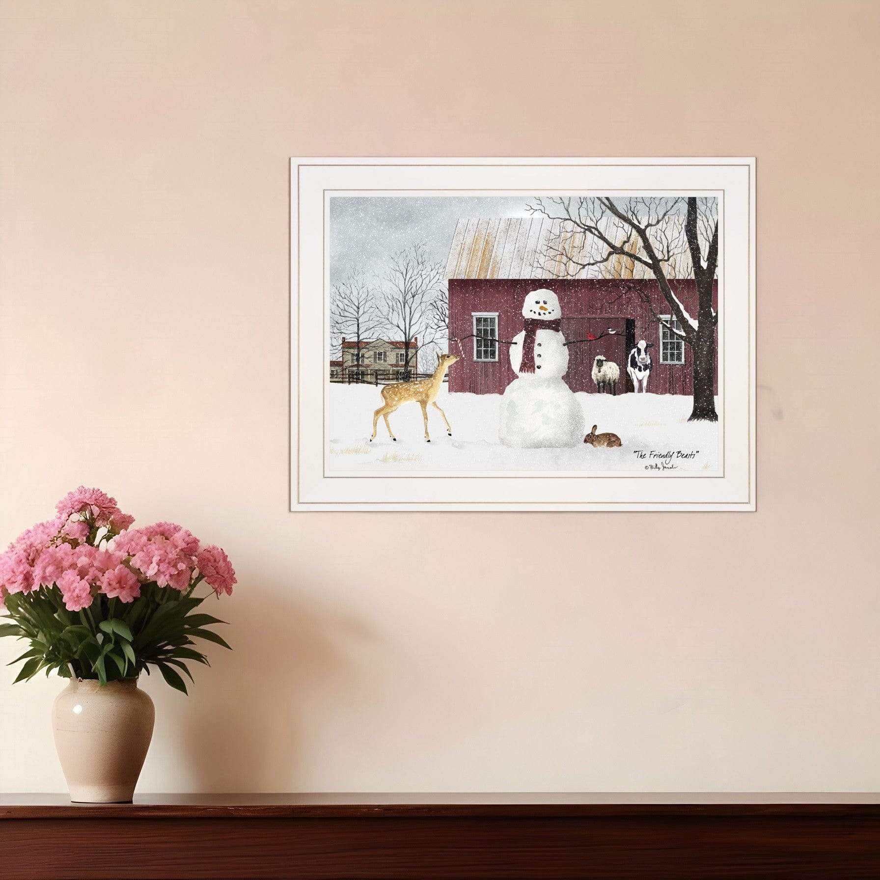 The Friendly Beasts 2 White Framed Print Wall Art - Homeroots - Flyclothing LLC