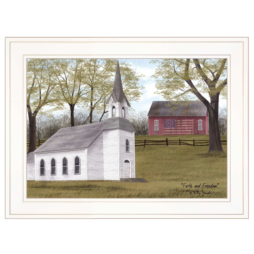 Faith and Freedom 2 White Framed Print Wall Art - Homeroots - Flyclothing LLC