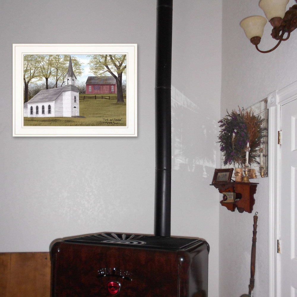 Faith and Freedom 2 White Framed Print Wall Art - Homeroots - Flyclothing LLC