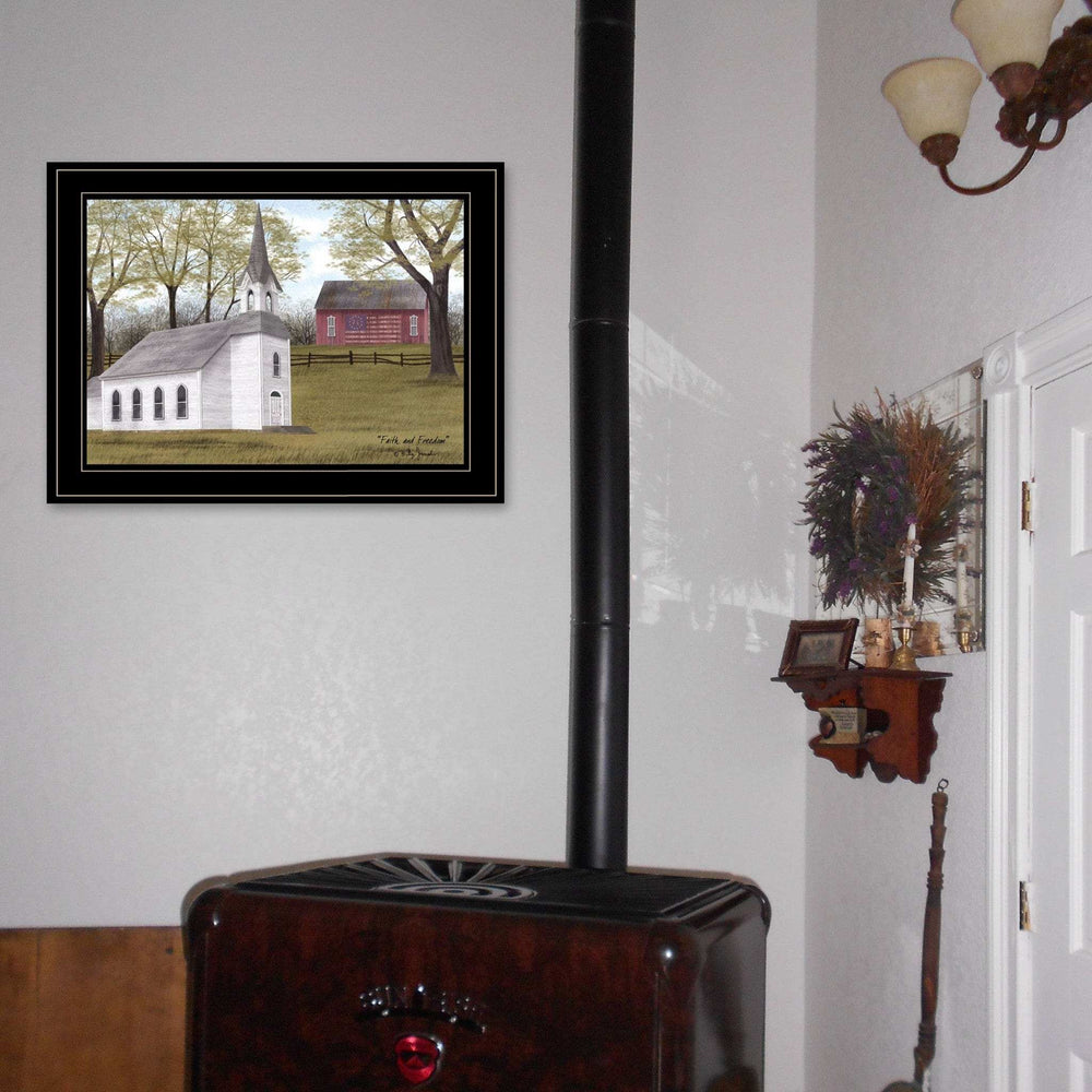 Faith and Freedom 3 Black Framed Print Wall Art - Homeroots - Flyclothing LLC