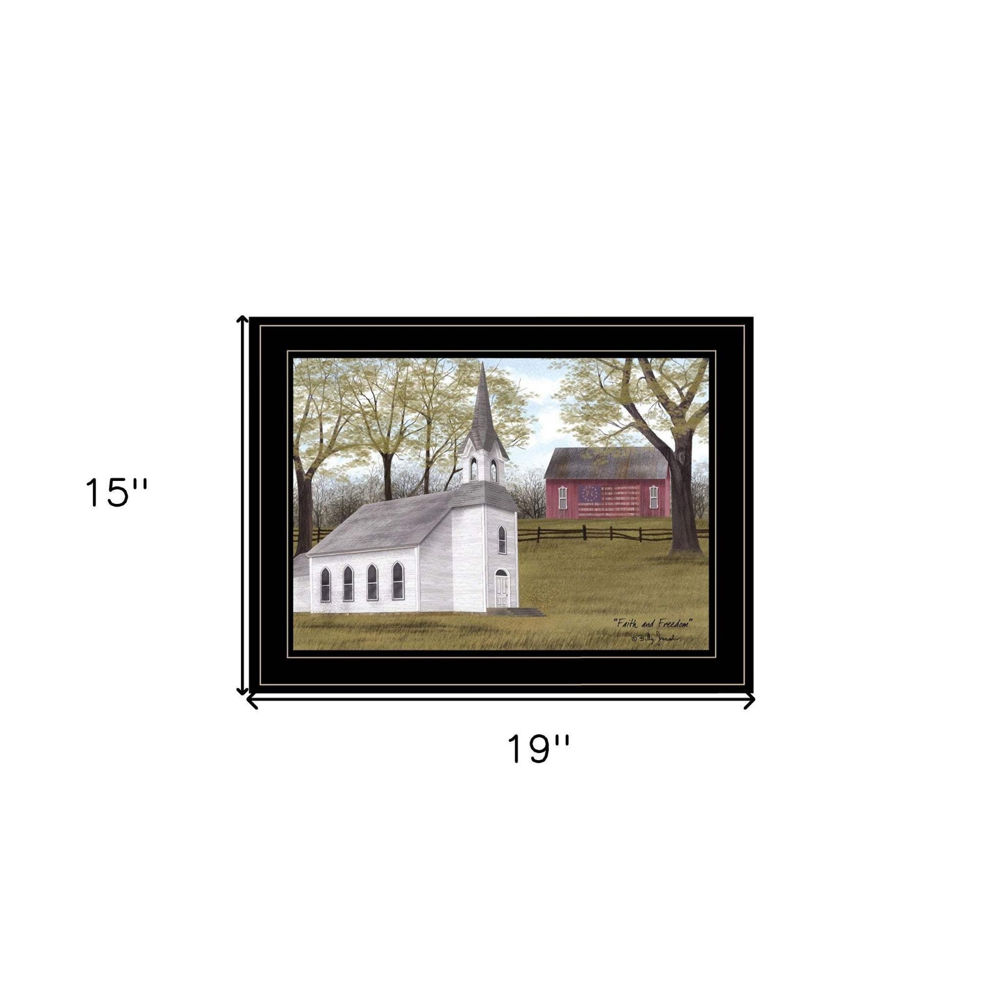 Faith and Freedom 3 Black Framed Print Wall Art - Homeroots - Flyclothing LLC