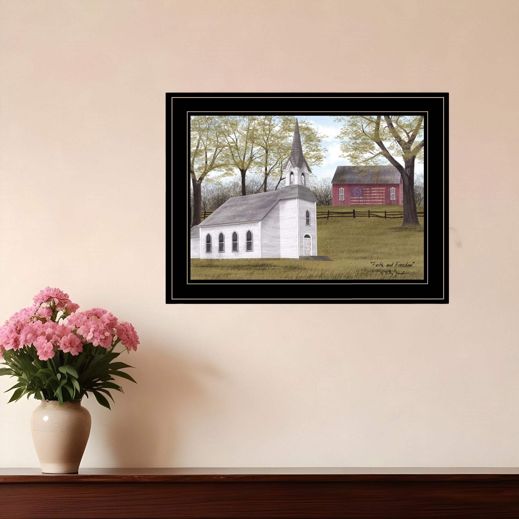 Faith and Freedom 3 Black Framed Print Wall Art - Homeroots - Flyclothing LLC