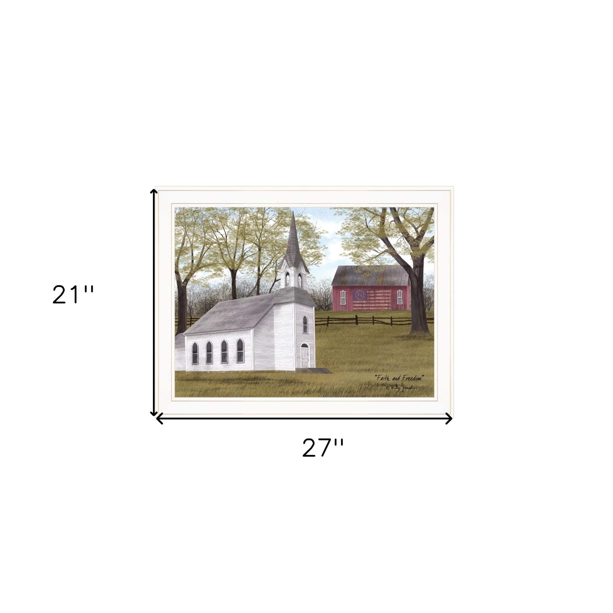 Faith and Freedom 4 White Framed Print Wall Art - Homeroots