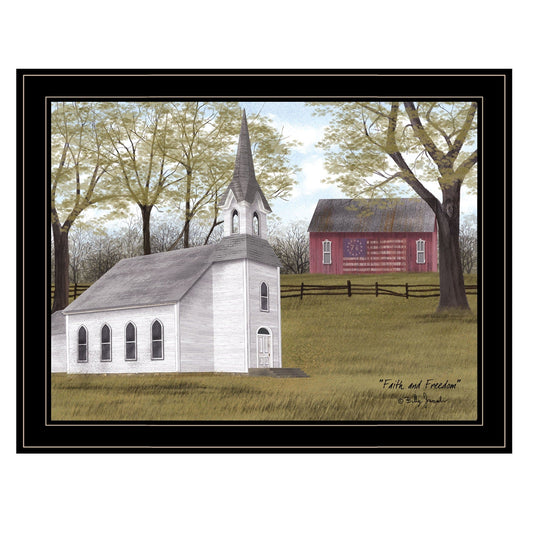Faith and Freedom 5 Black Framed Print Wall Art - Homeroots