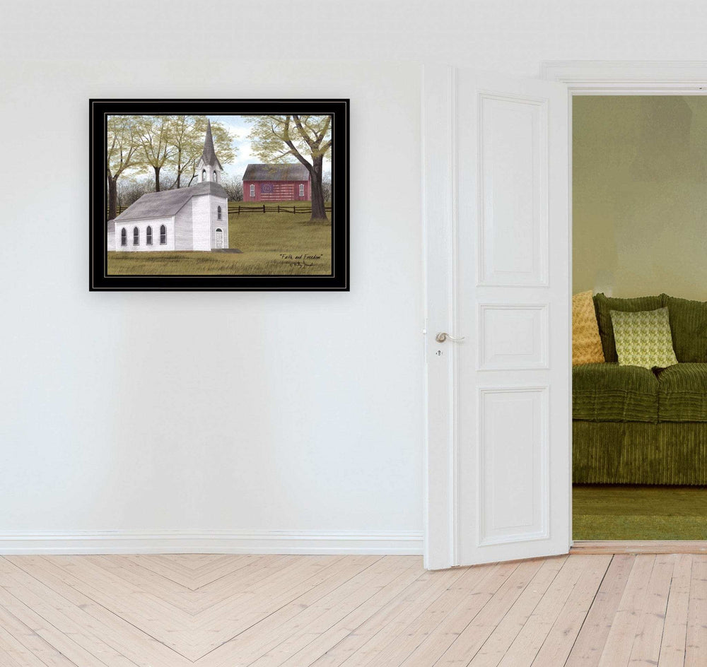 Faith and Freedom 5 Black Framed Print Wall Art - Homeroots - Flyclothing LLC