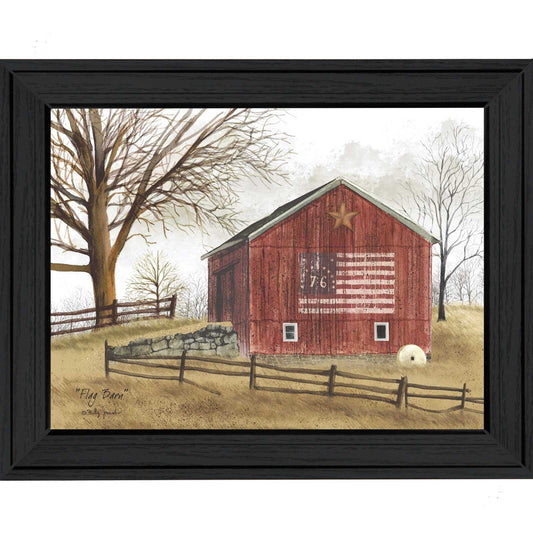 Flag Barn 4 Black Framed Print Wall Art - Homeroots