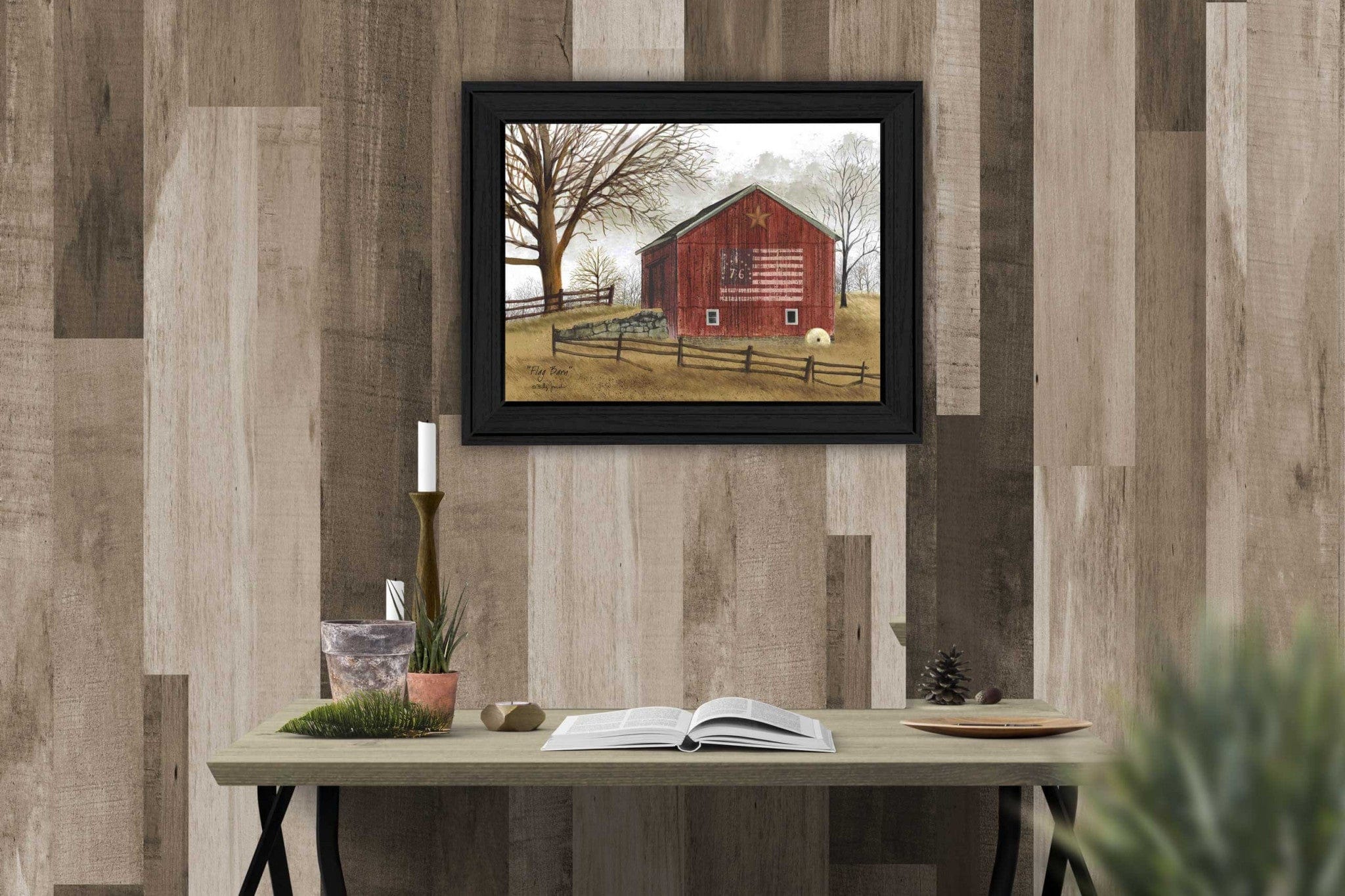 Flag Barn 4 Black Framed Print Wall Art - Homeroots