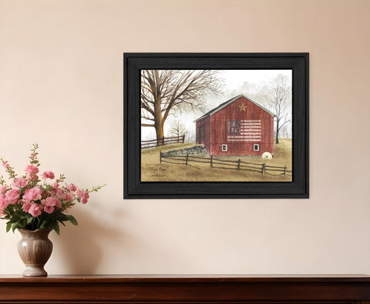 Flag Barn 4 Black Framed Print Wall Art - Homeroots