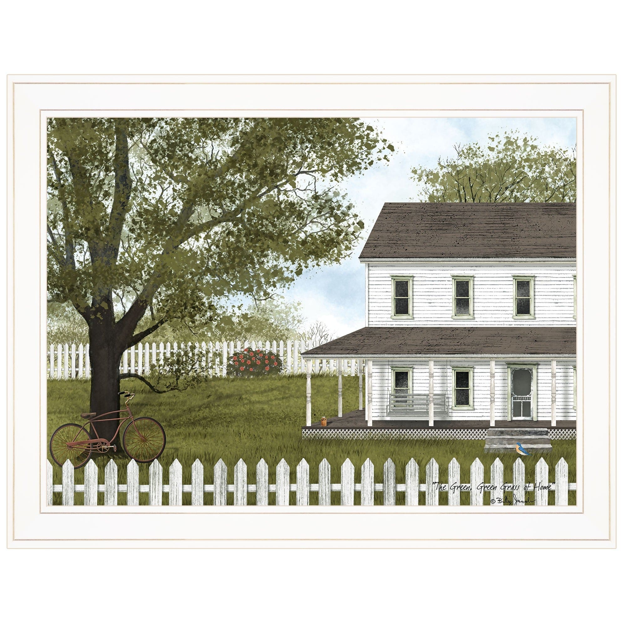 Green Green Grass of Home 1 White Framed Print Wall Art - Homeroots
