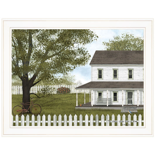 Green Green Grass of Home 1 White Framed Print Wall Art - Homeroots
