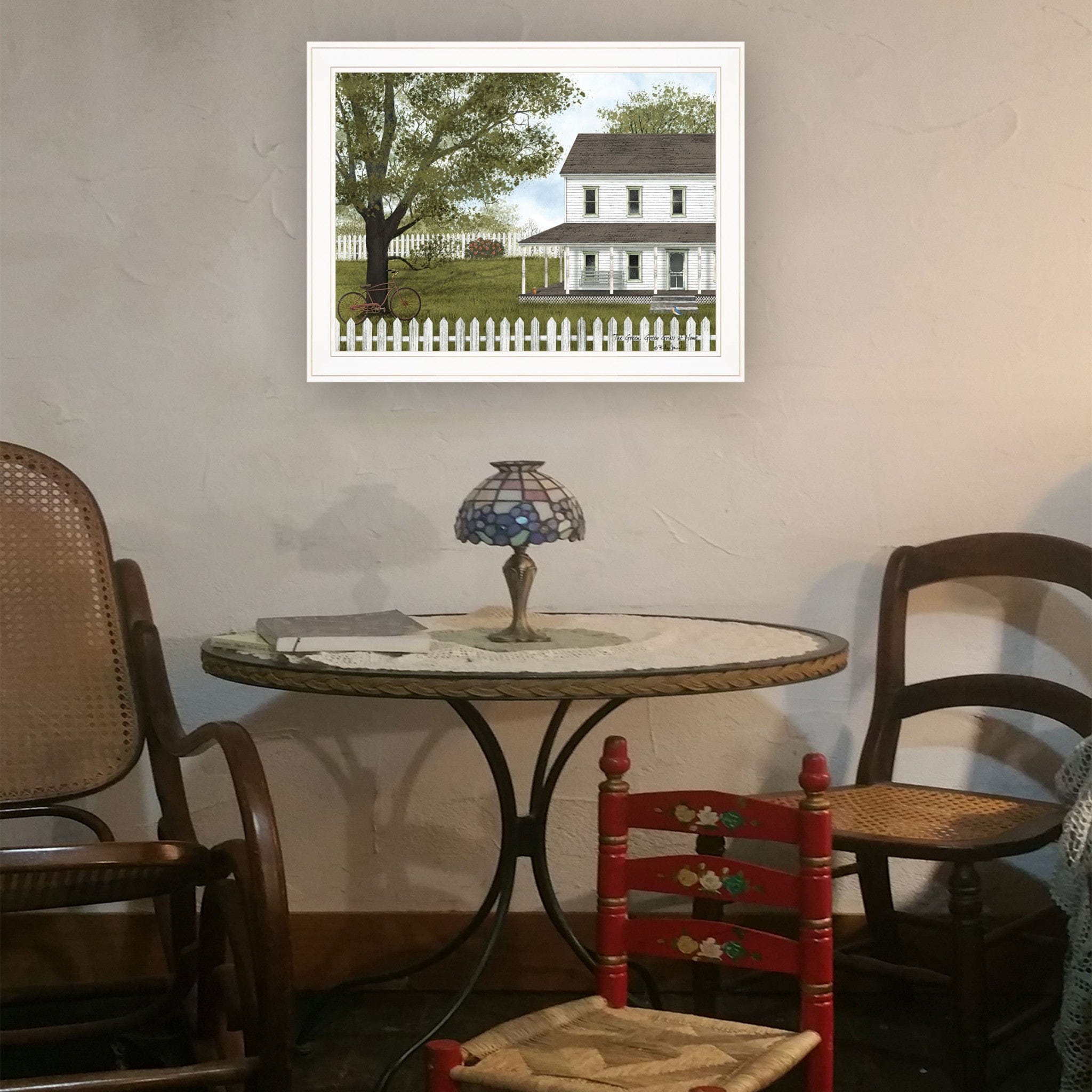 Green Green Grass of Home 1 White Framed Print Wall Art - Homeroots