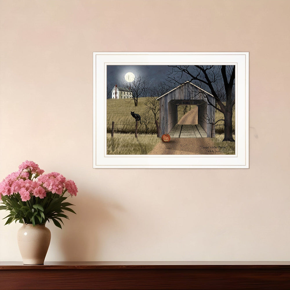 Sleepy Hollow Bridge 1 White Framed Print Wall Art - Homeroots