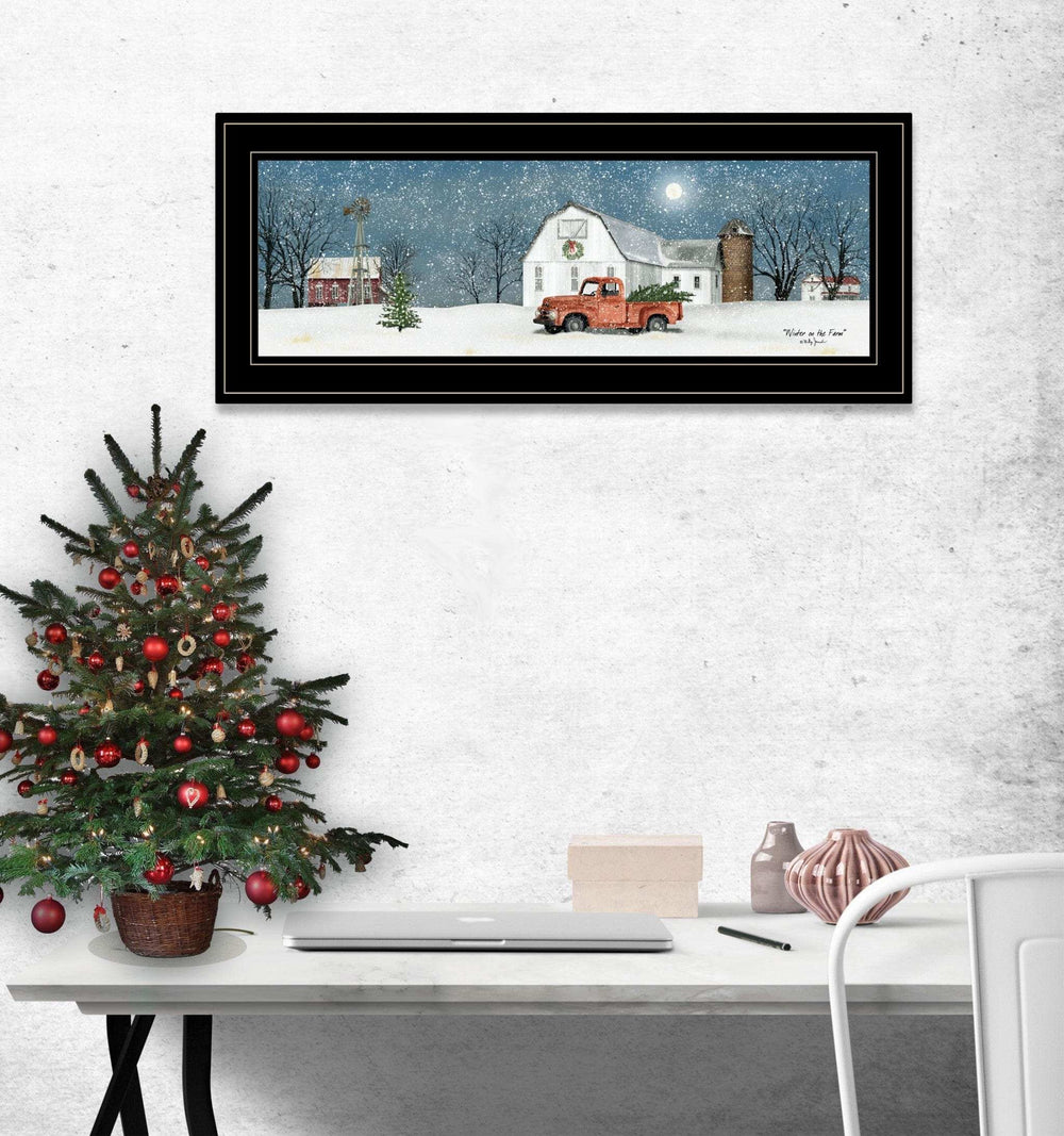 Winter on The Farm 2 Black Framed Print Wall Art - Homeroots - Flyclothing LLC