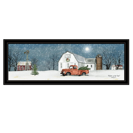 Winter on The Farm 4 Black Framed Print Wall Art