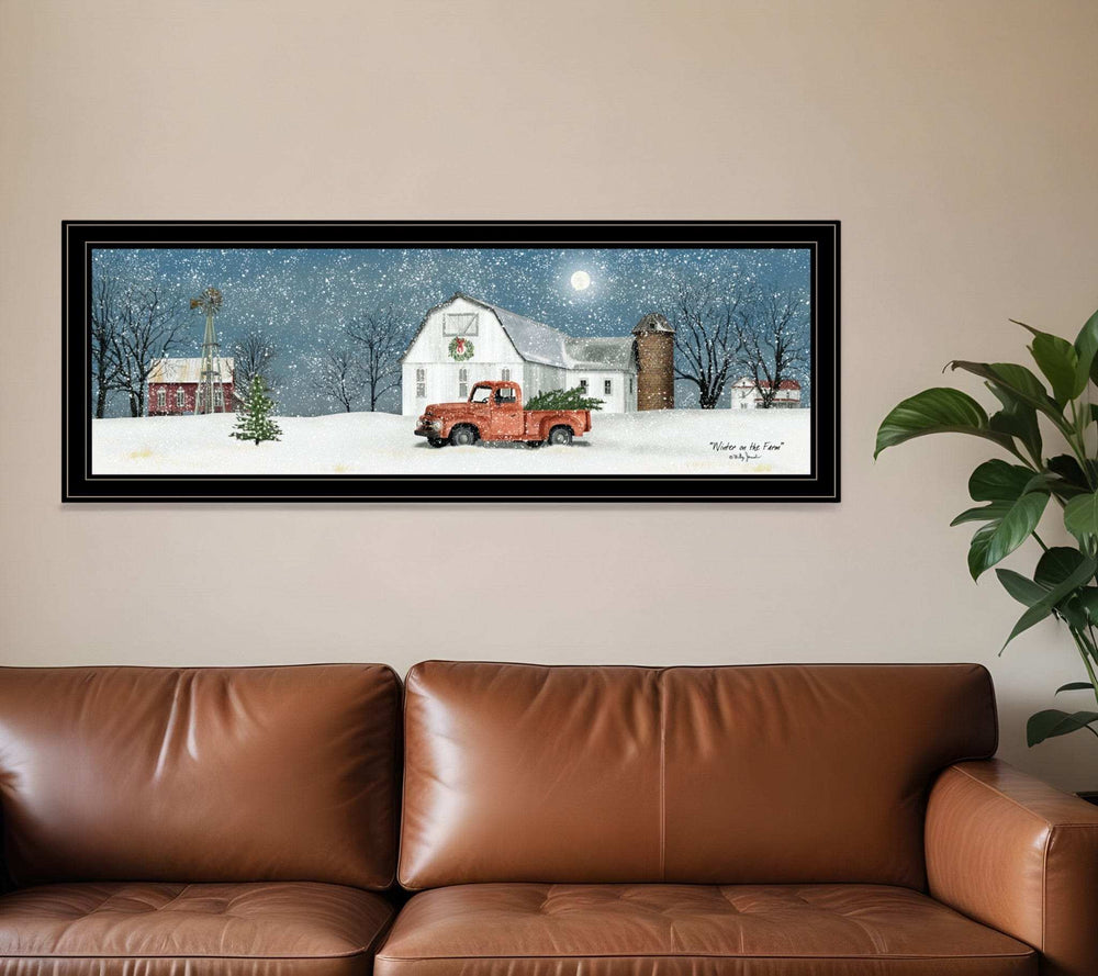 Winter on The Farm 4 Black Framed Print Wall Art - Homeroots - Flyclothing LLC