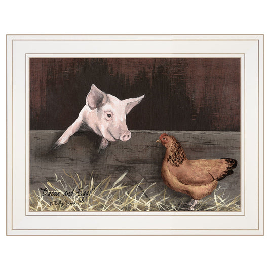Bacon and Eggs 1 White Framed Print Wall Art - Homeroots